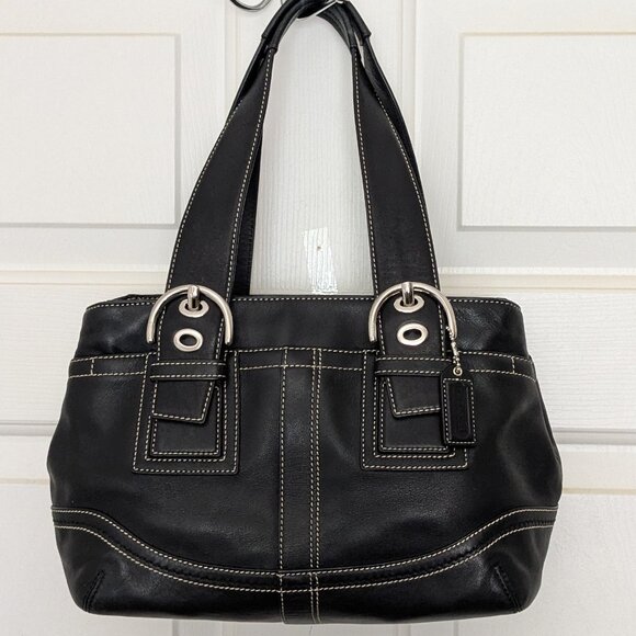 Coach Soho Women's  Leather Shoulder Bag Purse Black - Picture 1 of 12